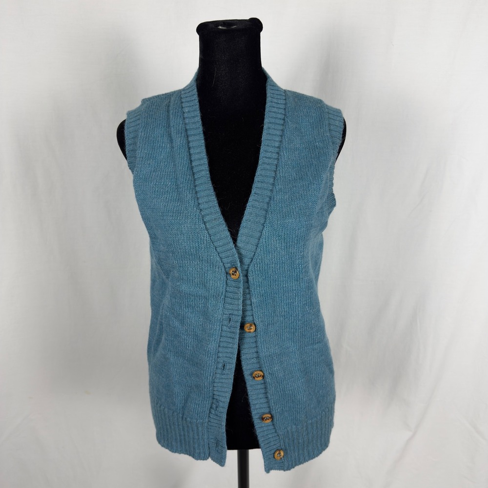 J. Crew Blue Knit Button-Front Vest
